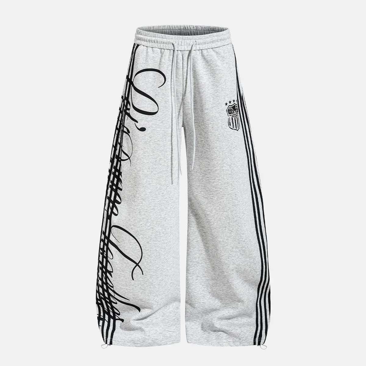 Inflation Viral Streetwear Y2K Baggy Track Pants for Men  Graffiti Print Wide Leg  Couple Matching Sweatpants, Side Stripe Script Letter Print Loose Fit Joggers