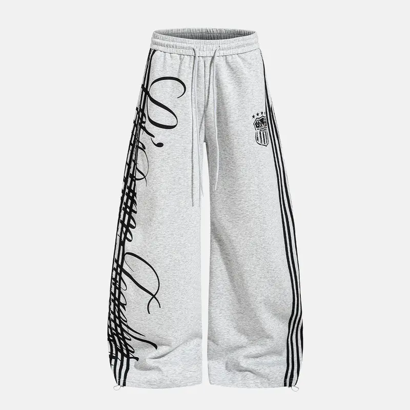 Inflation Men's Sporty Y2K Baggy Track Pants, Menswear Activewear with Graffiti Print Wide Leg & Stylish Stripes Design - Father's Day Gift