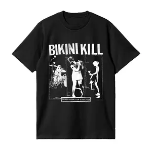 Women's Casual Short-Sleeve Cotton Bikini Kill Band Print Top, Riot Grrrl Revolution Graphic Tee (Style t09101)