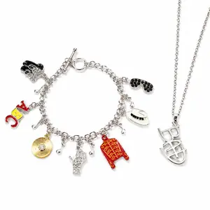 ABC MJ Necklace & Charm Bracelet Set – Perfect Gift for Michael Jackson Fans