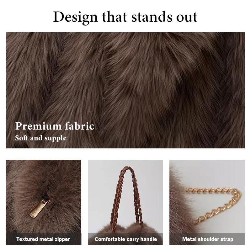 Gentle textured plush handbag, trendy and fashionable velvet tote bag, crossbody tote bag,casual and versatile shoulder bag,simple solid color niche design shoulder commuter bag, suitable for daily matching,commuting and other scenarios.