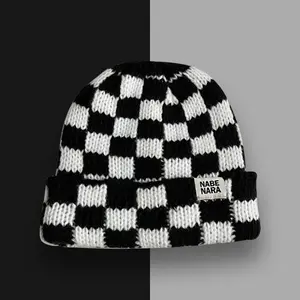Women's Winter Plaid Cuff Knit Hat - Soft, Stretchy, Thick & Warm Beanie for Cold Weather - Cozy Chunky Knitted Skull Cap for Skiing & Outdoor Fun