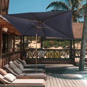 SUNNYGLADE 6.5x10ft Patio Umbrella Rectangular Outdoor Table Umbrella with Crank & Push Button Tilt for Terrace, Backyard, Garden, Courtyard, Swimming Pool, Lawn