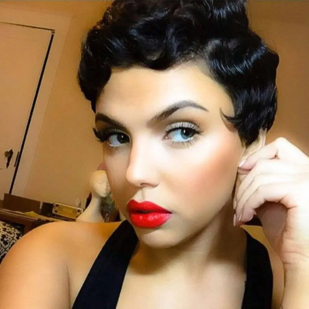 Black Finger Wave Beauty Full Wig