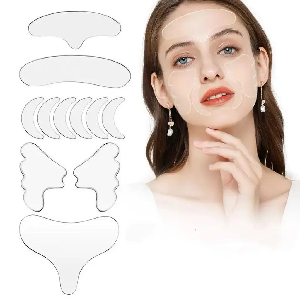 Reusable Transparent Silicone Facial Patches, Face Pads, 11 Pieces, Suitable for All Skin Types, Portable Sleep & Daily Use, Unisex, Non-Medical, Facial Pads