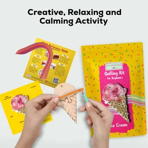 Ice Cream Paper Craft Kit - Beginner Quilling DIY Craft, On-the-Go Activity