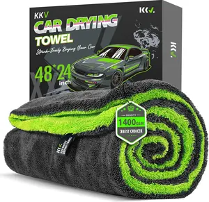 KKV Full-Sized SUV Drying Towel, 48”X24” Dual Sided Microfiber Car Cleaning Towel with Twisting Yarn Technique, 1400GSM Super Absorbent, Scratch-Free, Machine W Lixianruixin automotive supplies manufacturing Co., LTD