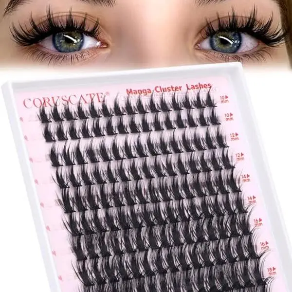 CORUSCATE Manga Lash Clusters Wispy Eyelash Clusters Fairy Anime Lashes Clusters Individual Natural Cluster Eyelash Extensions Asian Style C Curl Manhua Style 10-18mm DIY Wet Look Lash Extension