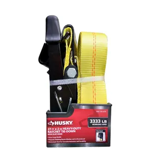 2 in. x 27 ft. Heavy-Duty Ratchet Tie-Down Strap with Flat Hooks, Heavy-Duty Straps