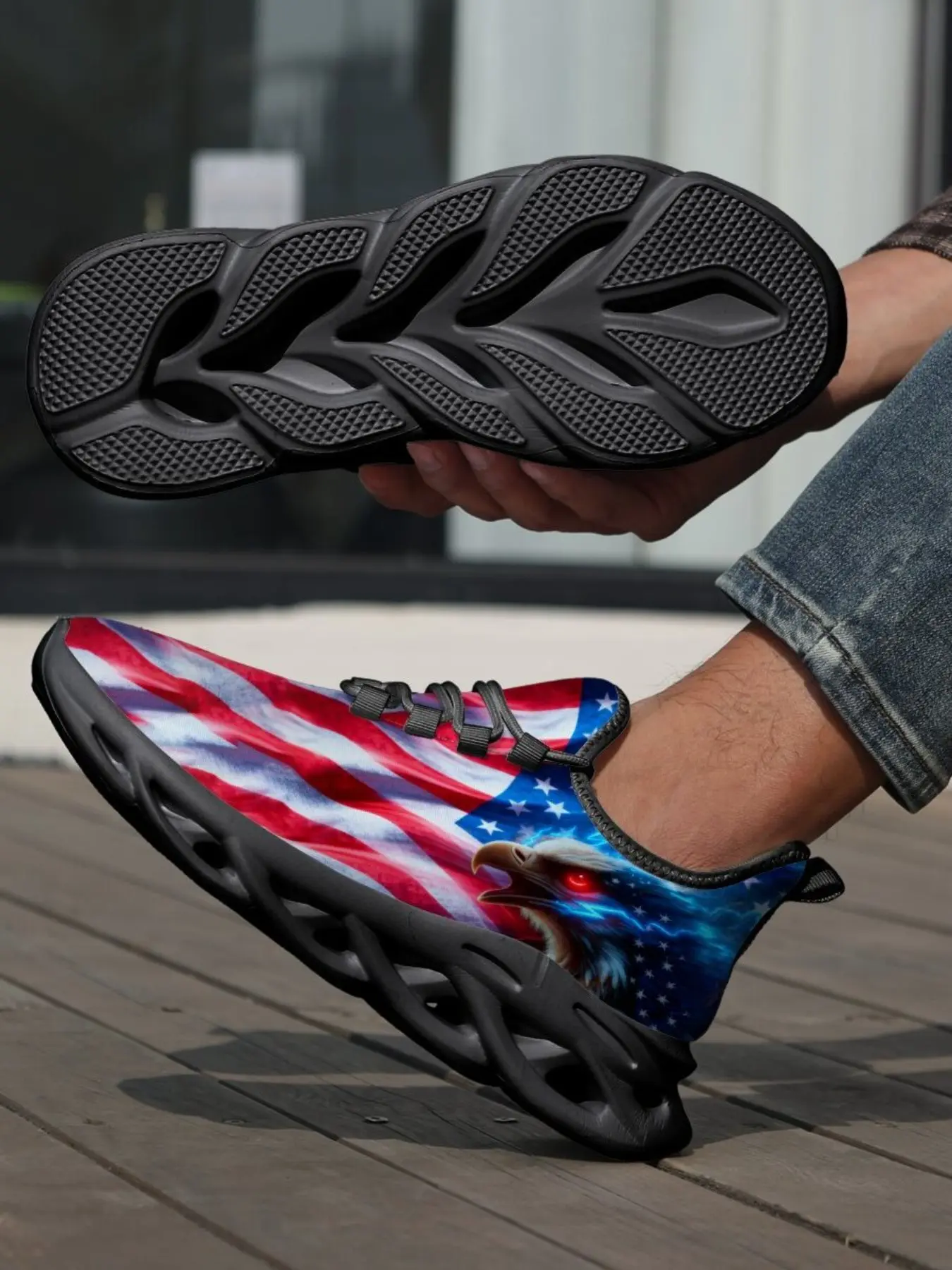 Stylish Eagle Flag Casual Sneakers for Men and Women, Breathable Mesh Upper, Comfortable Eva Sole, Perfect for Daily Wear and Fashion Outings