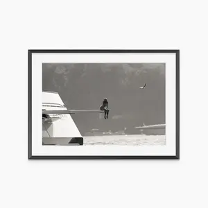 Princess Diana on Yacht, Photography Prints, Diving Board, Retro Poster, Black and White Wall Art