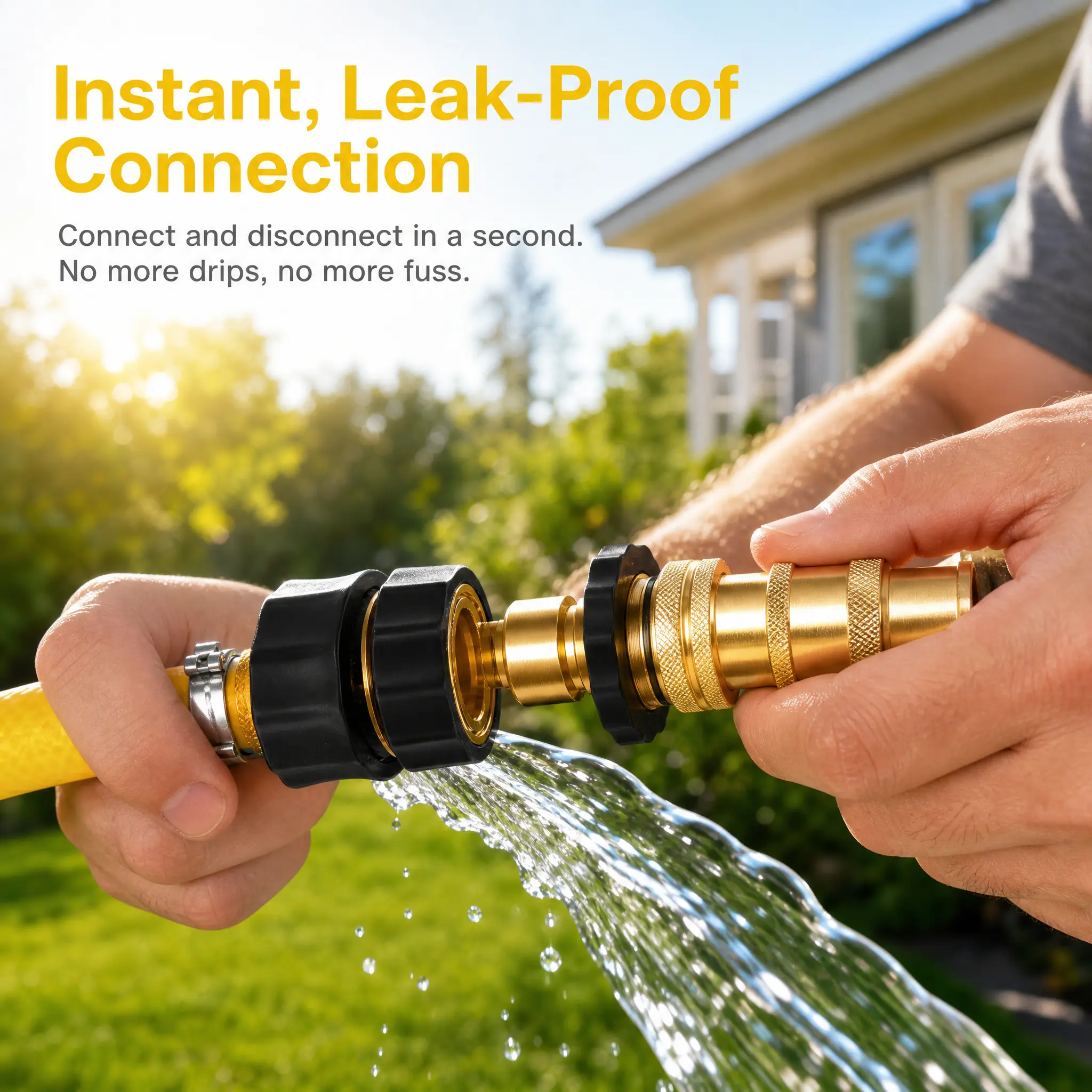 3/4" Garden Hose Quick Connectors (6 Pack) - Leak-Proof Male-Female Adapters, No-Tool Instant Connect Accessories for Garden Hose Watering, Car Wash, Irrigation