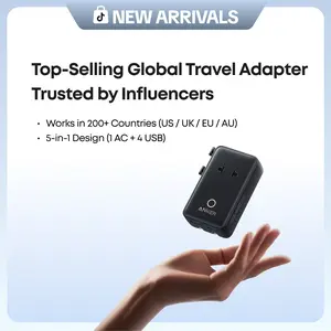 Anker Nano Adapter, 5-in-1 Ultra-Compact Global Charger with 2 USB-C, 2 USB-A, and 1 AC, Perfect for International Travel (1-Pack)