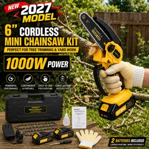 SOARFLY High-Power Cordless Mini Chainsaw – Portable Electric Wood-Cutting Saw (Includes 2000mAh Battery, 1000W Power) – Ideal for Pruning, Gardening, and Camping – A Great Holiday Gift for Seniors or Women