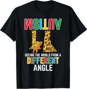 Giraffe Autism Awareness T-Shirt for Women & Menswear Top Seeing the World from a Different Angle