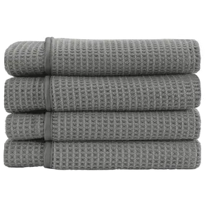 AURA by S&T INC. Microfiber Waffle Bath Towels, 4 Pack, Quick-Dry, Ultra Absorbent, Lightweight Towels for Bathroom, Gym, Travel and Beach, 30 inches x 60 inches, 420GSM, Grey