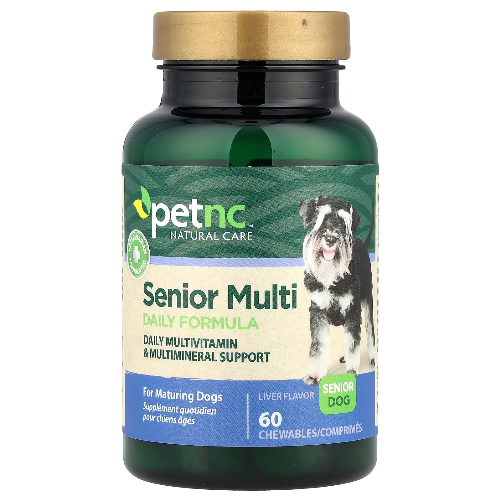 petnc NATURAL CARE Senior Multi Daily Formula, Senior Dog, Liver, 60 Chewables