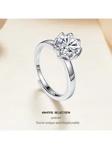 Copper alloy classic six-prong ring for women, simulated moissanite ring, women's ring, European and American luxury foreign trade jewelry manufacturer