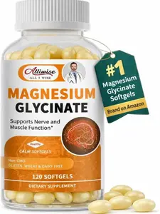 Alliwise Magnesium Glycinate 400mg Softgels with Vitamin D3 & B6,Small Easy to Swallow Gel Caps,High Absorption, Gentle on Stomach,Supports Sleep, Muscle & Calm,Bone Health,120 Softgels