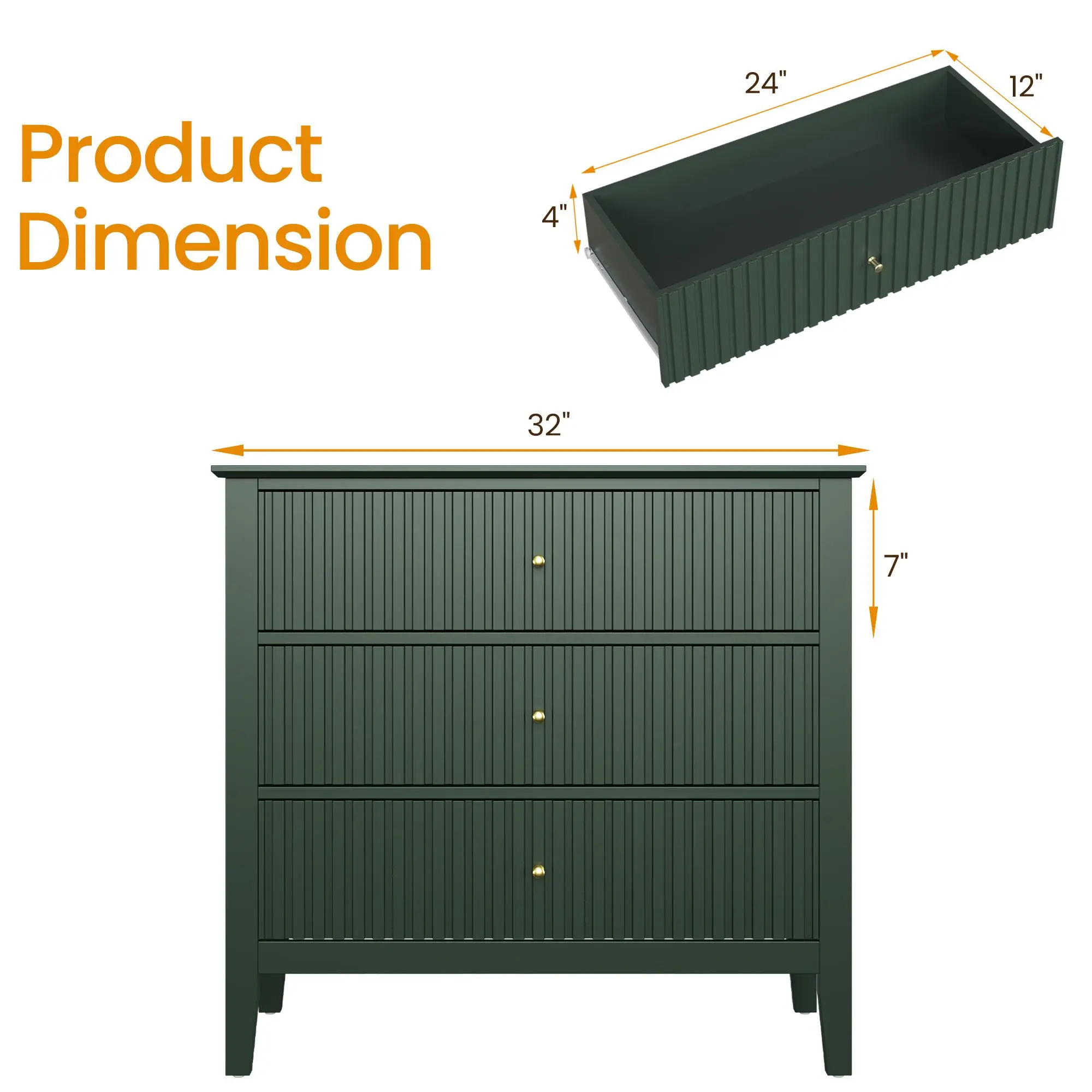 3 Drawers-Green