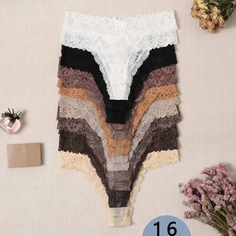 Women's Multicolor Sheer Floral Lace Nylon Thong Panties Feminine Lingerie, Soft Comfy Medium Fit Casual Knicker for Everyday Wear, Ladies Underwear for All Seasons, Fashion Breathable Underwear, Casual Comfy Panty