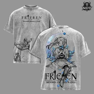Frieren Oversized Anime T-Shirt, Sousou no Frieren Streetwear Tee, Frieren Graphic Washed Cotton Shirt, Elf Mage Calm Aesthetic Outfit, Unisex Casual Drip, Gift For Anime Fans