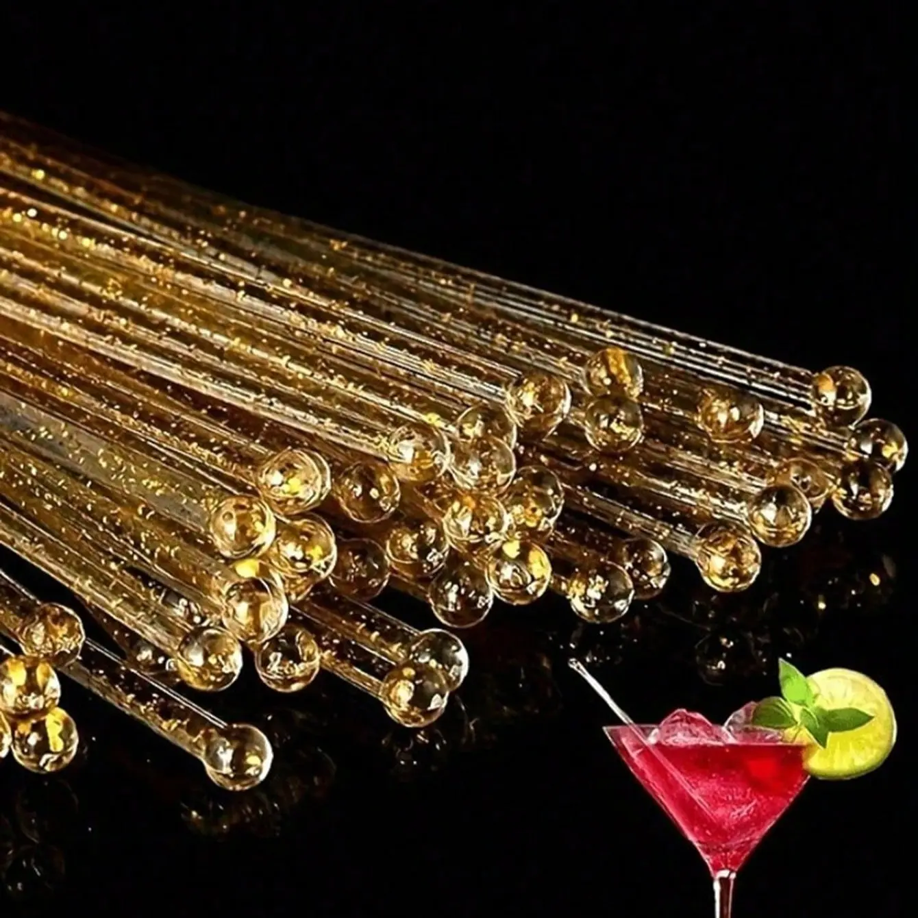 Elegant Rotating Stirrers Set of 10, Transparent Crystal Drink Stirrers, Perfect for Desserts and Coffee, Party Gifts, Home Bar Accessories