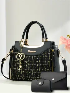 Fashionable handbag with a stylish temperament; a trendy and delicate handbag for women; a high-end, Korean-style handbag with a pattern; a large capacity handbag for middle-aged moms; a fashionable single shoulder bag; Handbag Set