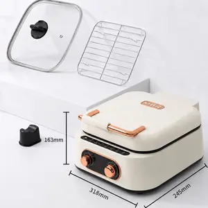 MBR Indoor Smokeless Electric Korean BBQ Grill, Non-Stick Removable Plate, Dual Cooking Surface, Adjustable Temperature, Dishwasher Safe, 1800W