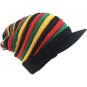 1/2 Pcs Wool Knit Rasta Hat Reggae Jamaican Cap Colorful Crochet Beanie for Men Women