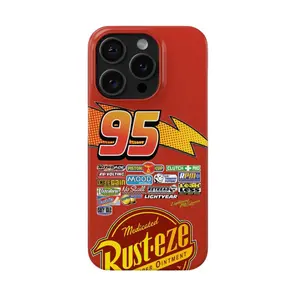 Lightning McQueen Racing Phone Case for iPhone 16/15/14/13 – 2-in-1 Protective Case for Car Lovers, Bold & Stylish Design