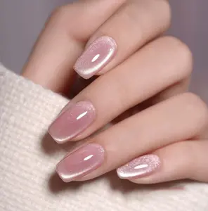 Elegant Soft Pink Shimmer Press-On Nails – Delicate, natural-toned nails with a subtle sparkle and glossy finish, offering timeless beauty and versatility for any occasion. Perfect for everyday wear or special events, easy to apply and remove