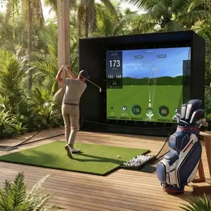 11 x 8 ft Golf Simulator Enclosure Package 4K Compatible Impact Screen with Blackout Cage Frame Poles Side Nets Bottom Fence Mesh and Sandbags for Indoor or Garage Practice