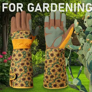 1 Pair Sunflower Pattern Garden Gloves, Long and Short Options, Perfect for Gardening and Plant Care, Durable and Comfortable