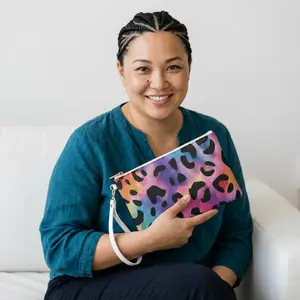 Leopard Rainbow Clutch Bag for Women – Colorful Animal Print Wristlet Purse