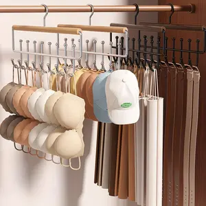 Wall-Mounted Metal Hanger Organizer with 8 Hooks, Modern Bedroom & Bathroom Storage Solution, Suitable for Hats, Towels, Straps
