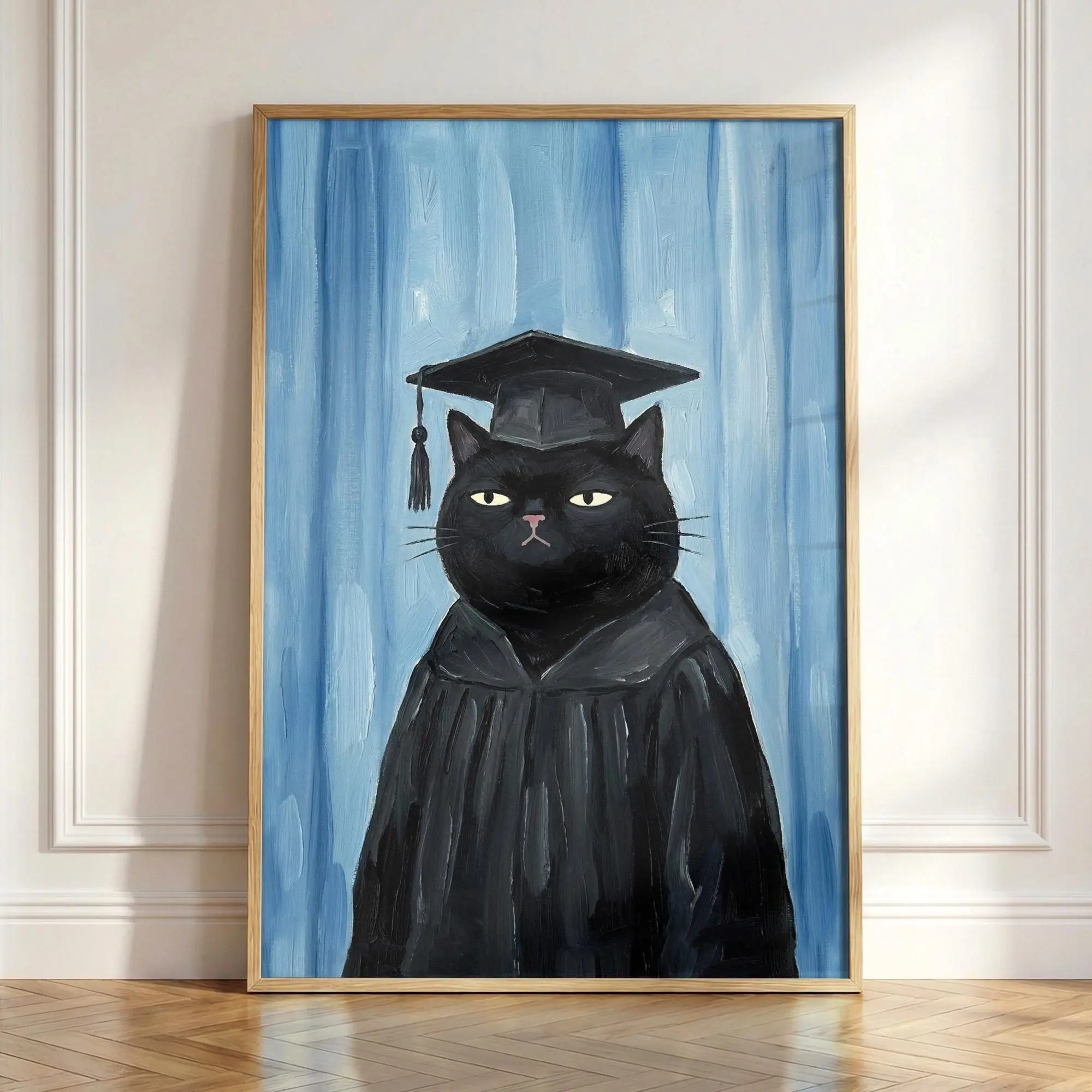 [SALE UP TO 40%] [Unframed] Funny Graduation Cat Poster, Black Cat Graduate Print, Whatever Cat Art, Graduation Gift Idea, College Grad Gift, Sarcastic Cat Wall Art