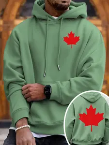 Unisex Casual Street Fashion Long Sleeve Fall & Winter Hoodie Sweatshirts with Canada Maple Leaf Print, Soft Comfortable Design, Washable Everyday Wear