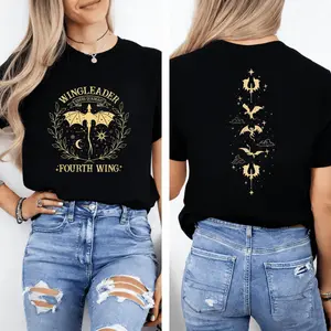 Wingleader Fourth Wing Shirt, Basgiath War College Book T-Shirt, Night Court Sarah J Maas Crewneck, Dragon Rider Shirt, Riders Quadrant Tee,Black-Hoodie Black-Sweatshirt Casual Solid