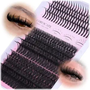 CORUSCATE Lash Clusters 60D80D with Lash Spikes Eyelash Clusters Volume Cluster Eyelash Extensions 10-21mm DIY Spiky Individual Lashes Mega Eyelashes Mink Strip Cluster Lashes