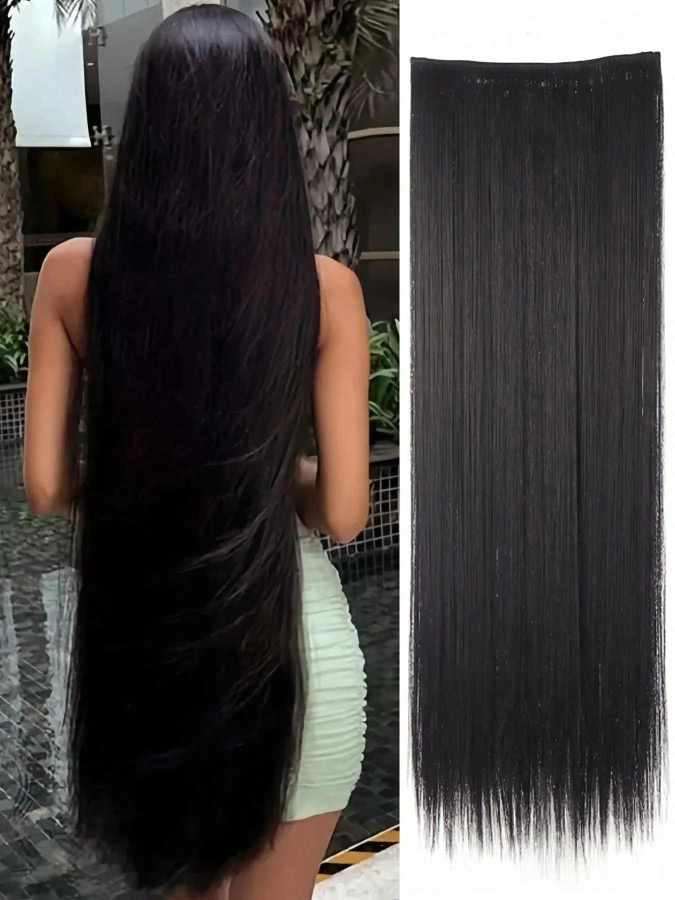 Extra Long Straight Hair Extensions 32 Inch 5 Clips, Synthetic Fiber Hairpieces, Heat Resistant Hairpiece For Women Chinese New Year, Music Festivals, Parties, Daily Use