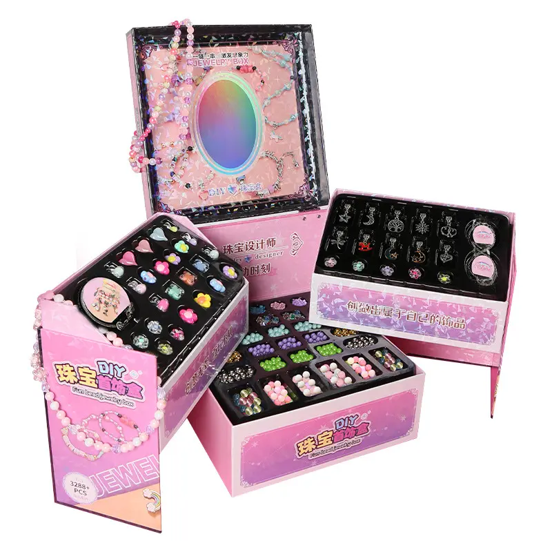 3288pcs Bead Beading Kits with Bracelet Charm & Round Beads - DIY Jewelry Making Accessories Gift Box, Kids Toys for Girls, Ideal Christmas/Birthday Gift with Summervibes Marine Life Charm