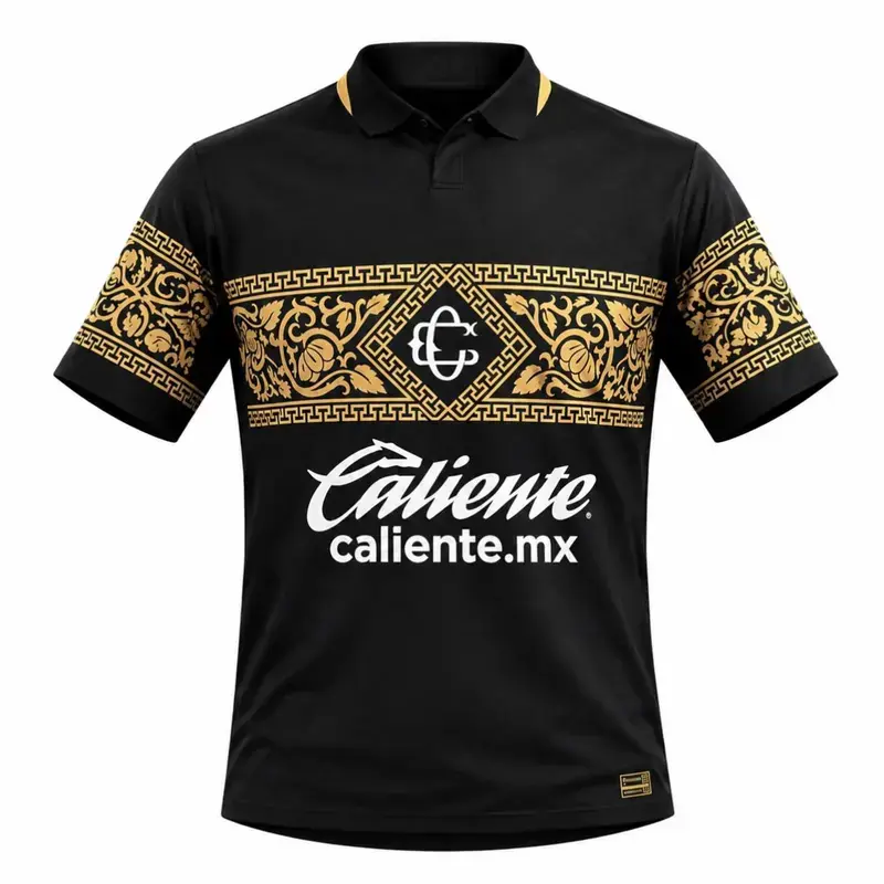 Chivas Guadalajara 2026/27 Third Kit Soccer Jersey kit, Black Gold Football Fan Shirt, Short Sleeve Liga MX Inspired Sportswear for Men