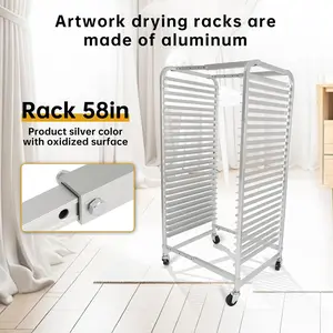 Kojem Adjustable Art Drying Rack, Mobile Paint Rack with 4 Wheels, Ideal for School and Art Studio