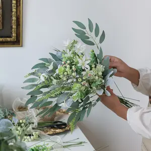 1Set Faux Greenery Stem Set with 8 Assorted Artificial Plants & Flowers - Perfect for Bridal Bouquets, Wedding Decor, and Table Centerpieces fall home