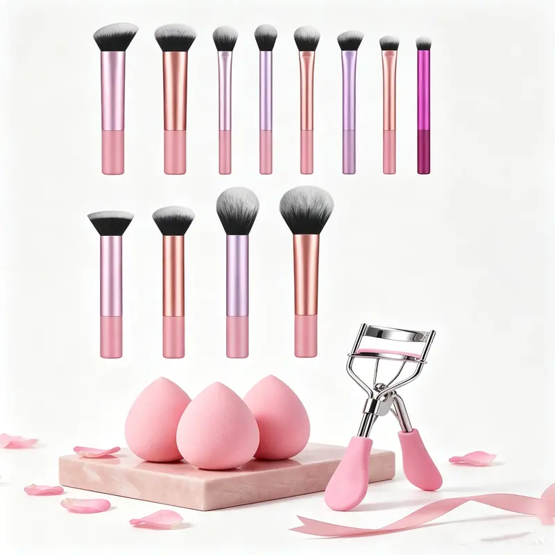 Sohochic 18-Piece Makeup Brushes Set for Women - Professional Concealing & Foundation Tools, Complete Cosmetic Kit with Soft Nylon Bristles, Wood Handles, Aluminum Ferrules, Mini Sponge (Beauty Tool 242)