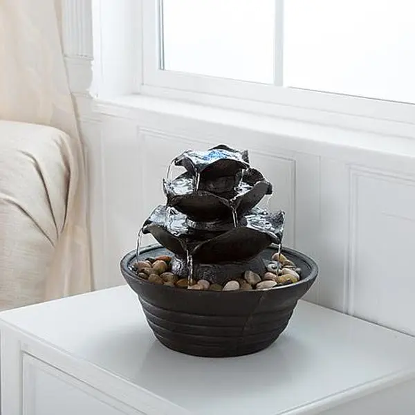 Pure Garden 3-Tier Indoor Water Fountain With LED Lights