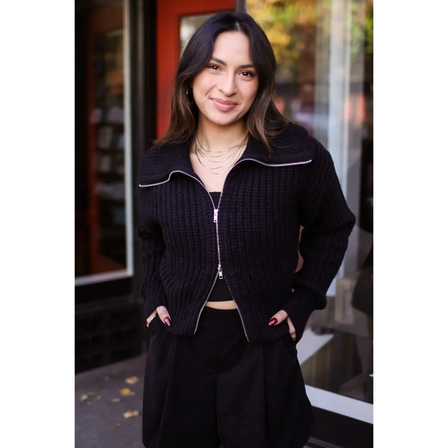 Sugar Crush Collared Double Zip Cardigan