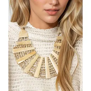 Beige Tones Statement Bib Necklace