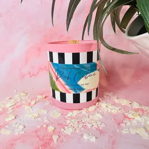 Pink Cabana Vegan Candle Freshener Decoration Tropical Vanilla Coconut Scent Gift